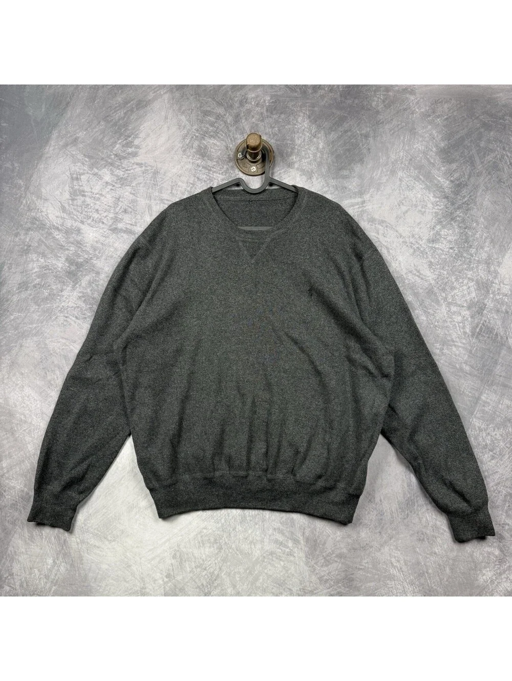 Polo Ralph Lauren Crew Neck Pullover Sweater Mens L Grey Pony Preppy